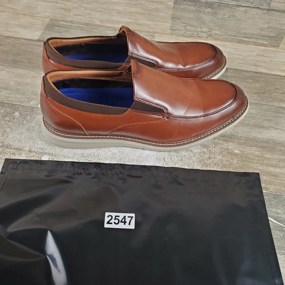 Nunn‎ Bush Chase Mens Oxford Shoes Sz 11 W Brown Slip on Moccasin Toe